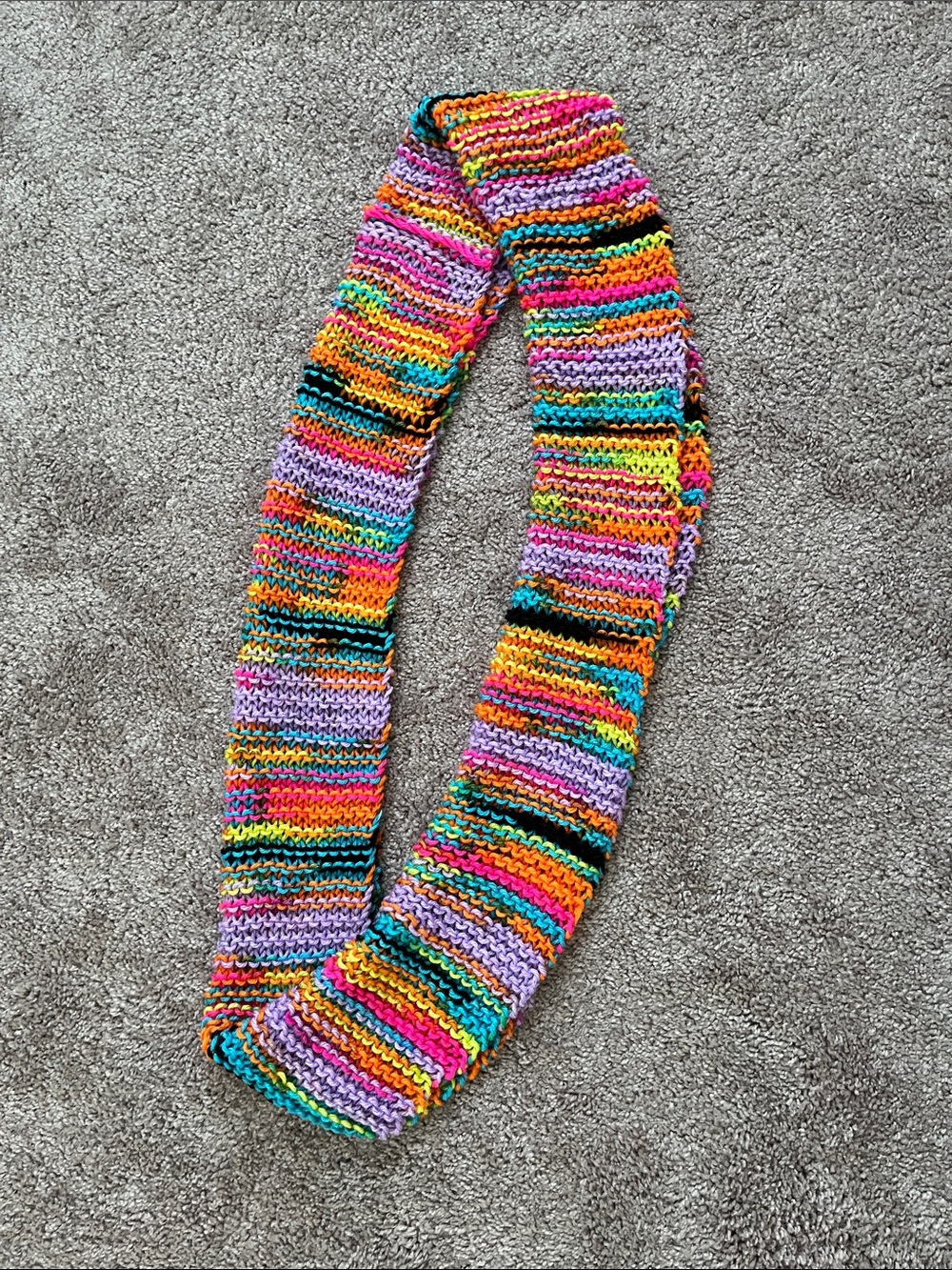 Multicolor Striped Knit Scarf Extra Large Handmade